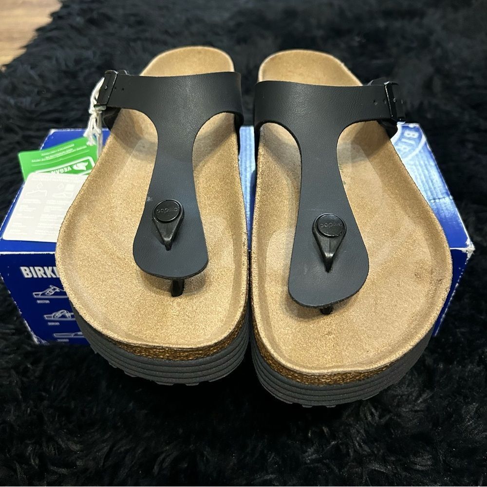 PAPILLIO by BIRKENSTOCK Gizeh black platform sandals shoes women’s eur 38 new - Picture 2 of 8